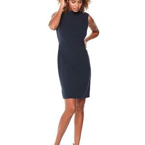 Sharagano dark navy blue mock neck shift dress